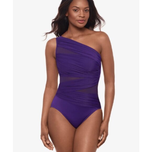 New! Miraclesuit Jena Network One Piece Swimsuit purple 47335 - Picture 1 of 14